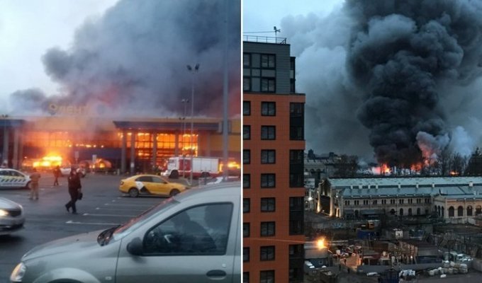 Появилось видео горящего гипермаркета «Лента» в Петербурге (6 фото + 2 видео)