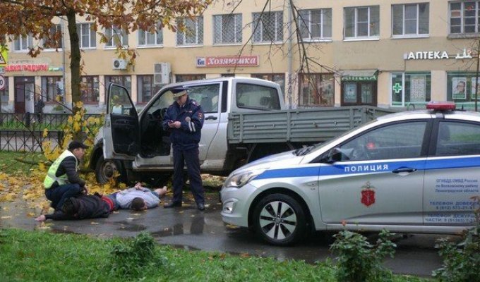 Погоня в Волхове: пьяных мужчин в тапках остановило лишь дерево (5 фото + видео)
