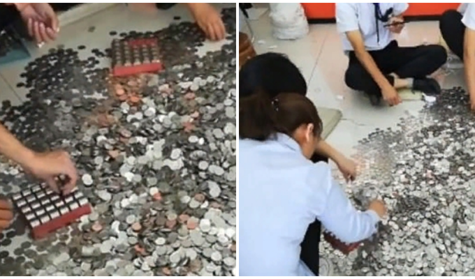 Китаянка расплатилась за автомобиль 13 тысячами монет, которые работники салона считали три дня (3 фото)