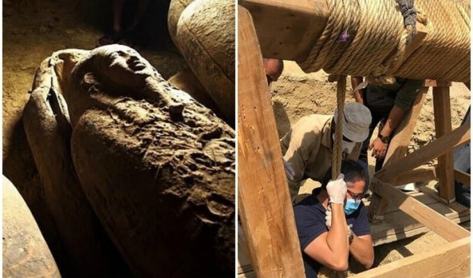 Египетские археологи нашли 13 нетронутых саркофагов с мумиями (9 фото)