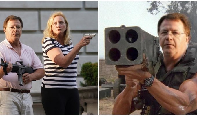 Американские супруги с оружием в руках встретили демонстрантов у своего дома и стали героями интернета (5 фото + 1 видео)