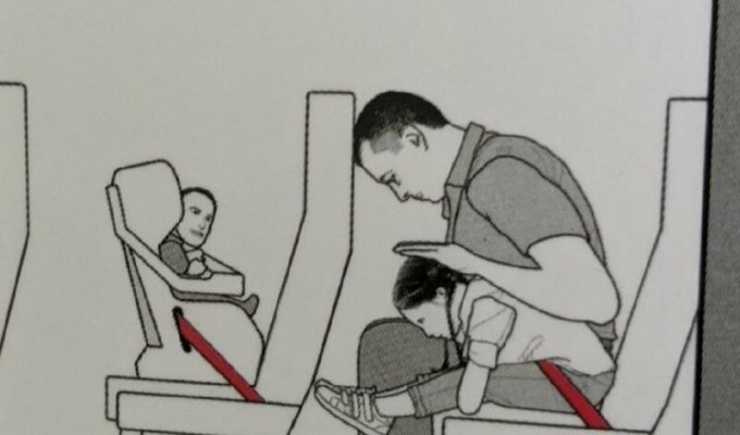 Лицо ребенка на инструкции по авиабезопасности насмешило интернет (9 фото)