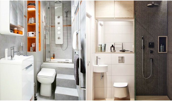 Гениальные решения для небольших ванных комнат (28 фото)