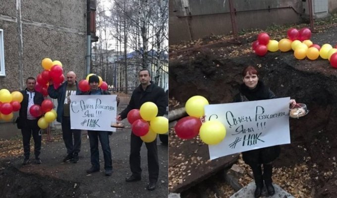 В Кирове отметили день рождения ямы, которую коммунальщики не могут уже месяц закопать (3 фото)