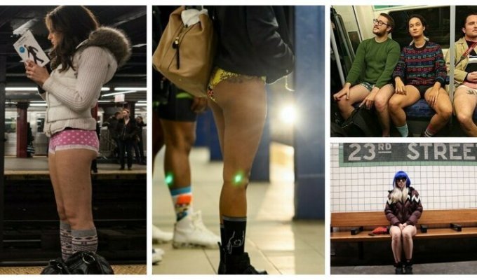В метро без штанов-2019 - акция, в которой некоторым участникам явно не мешало бы одеться (33 фото + 2 видео)