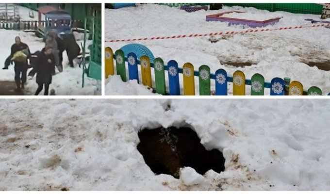 На прогулке в детском саду ребенок провалился под землю (6 фото)