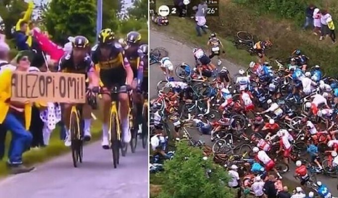 Болельщица, ставшая причиной массовой аварии на Тур де Франс, предстала перед судом (5 фото + 1 видео)
