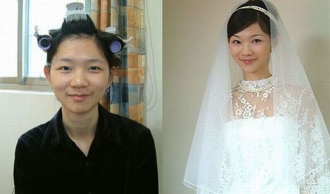 Китайские невесты до и после макияжа (6 фото)