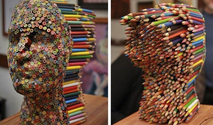 Необычная скульптура из цветных карандашей Молли Гамбарделлы (3 фото)