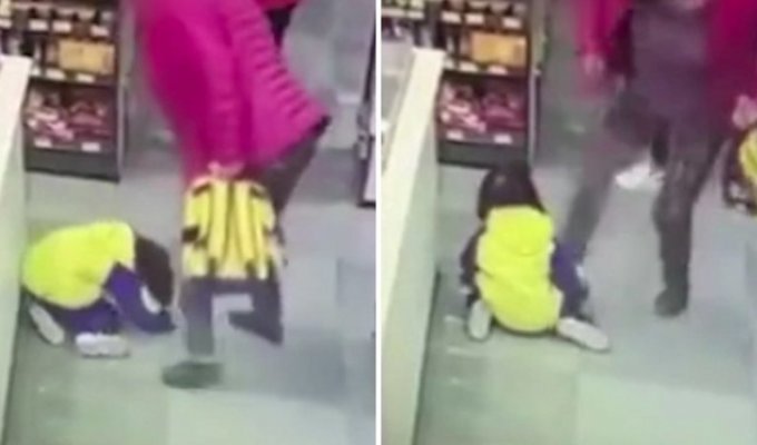 В Китае женщина жестоко избила свою внучку лишь за то, что та закапризничала в магазине (3 фото)