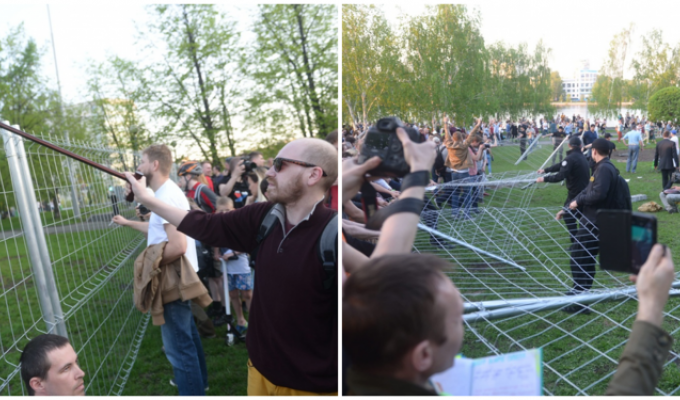 В Екатеринбурге местные жители устроили протест против строительства храма на месте сквера (8 фото)