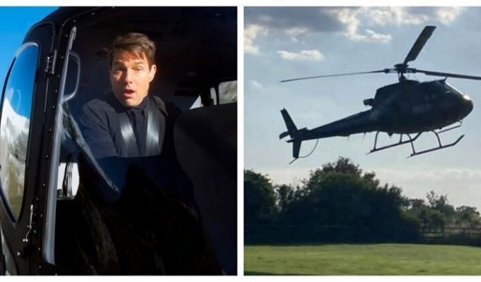 Том Круз удивил английскую семью, посадив на их лужайке вертолёт (5 фото)