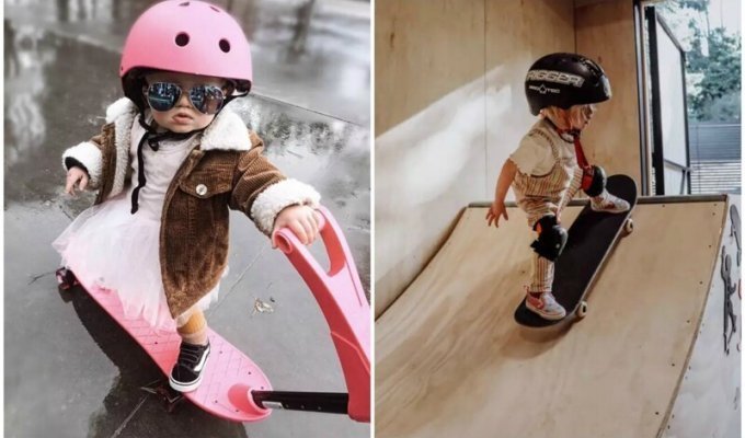 2-летняя Коко - самая маленькая скейтерша и сноубордистка (12 фото)