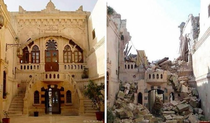 25 фотографий сирийского города Алеппо до и после войны (25 фото)