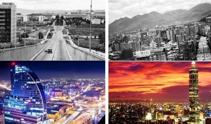 Фотографии городов из прошлого и настоящего, которые поразят ваше воображение (26 фото)