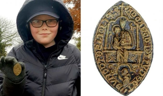10-ти летний мальчик нашёл с помощью металлоискателя церковную печать 13 века (5 фото)