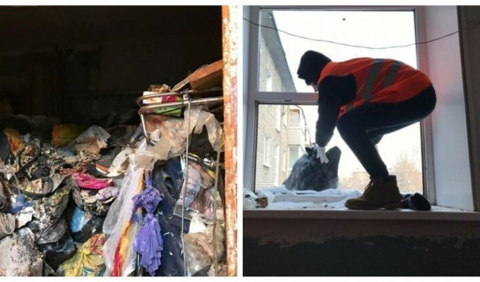Пермские рабочие отравились, разбирая завалы мусора в квартире старушки (5 фото + 2 видео)