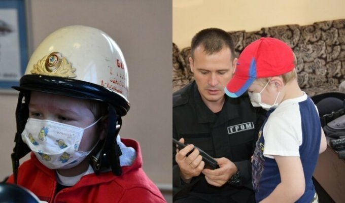 Полицейские Кузбасса исполнили мечту тяжелобольного мальчика (3 фото + 1 видео)