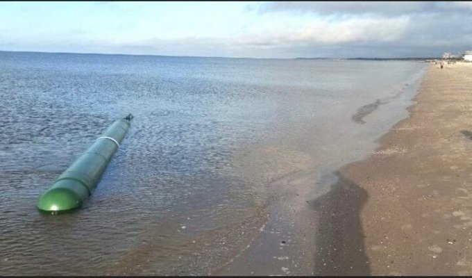 В Северодвинске к берегу моря прибило восьмиметровую торпеду (1 фото)