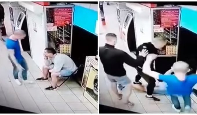 Жестокое избиение мужчины в киевском супермаркете (4 фото + 1 видео)