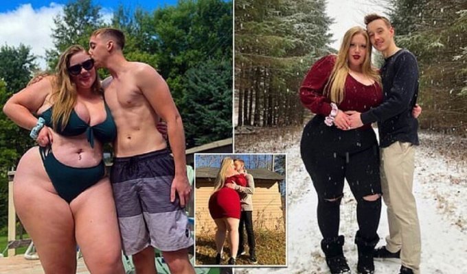 Девушка весом 120 кг нашла свою судьбу с парнем, который весит в два раза меньше (9 фото)
