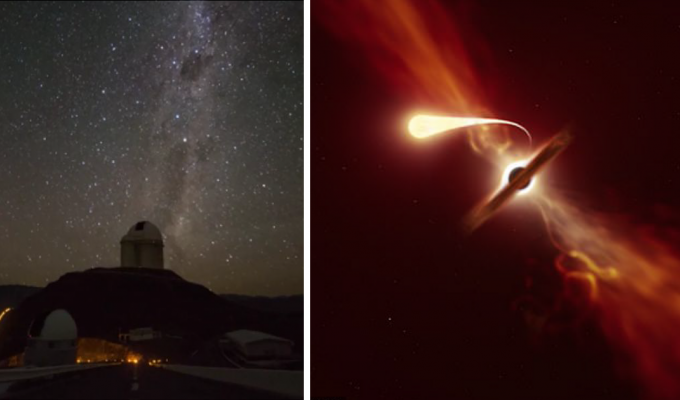 Смерть в результате «спагеттификации»: ученые показали, как черная дыра поглощает звезду (3 фото)