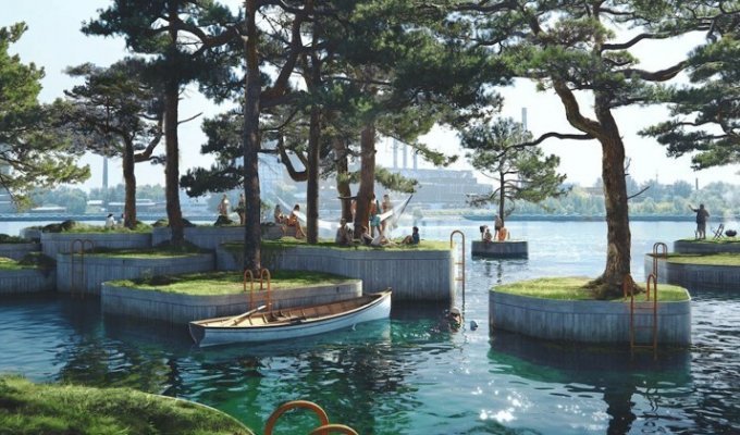 Копенгаген открывает мини-парки на воде (7 фото)