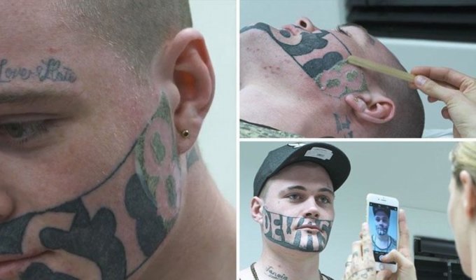 Парню с огромной татуировкой на лице в соцсетях нашли работу (7 фото)