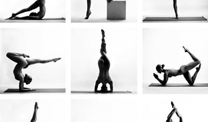 Неизвестная спортсменка выкладывает в Инстаграм фото, как она занимается йогой голышом (18 фото)