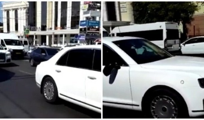 Новый седан Aurus попал в первую аварию в Астрахани (6 фото + 1 видео)