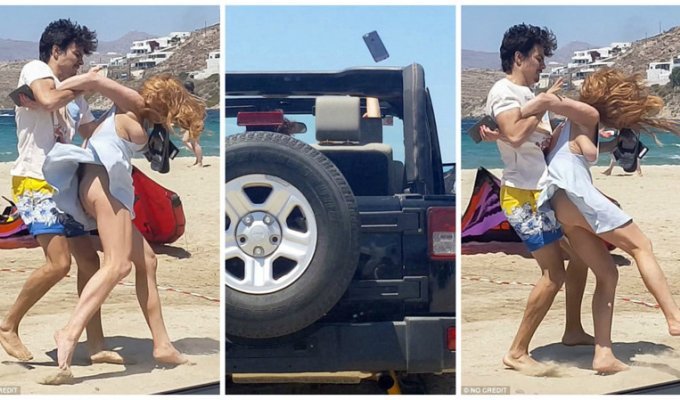Голливудская актриса и ее русский жених устроили потасовку на пляже (20 фото + 1 видео)