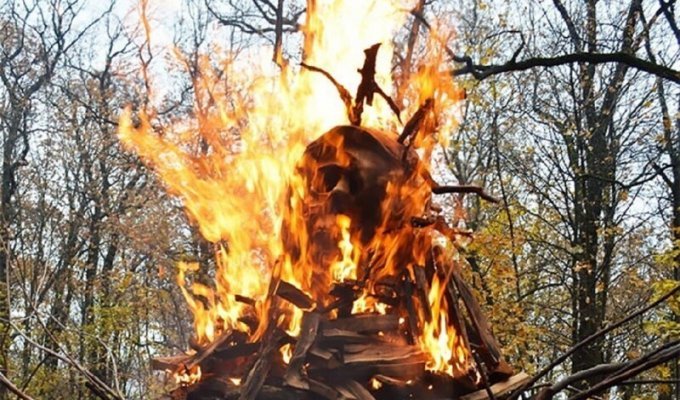 В Воронеже сожгли чучело коронавируса (5 фото + 1 видео)
