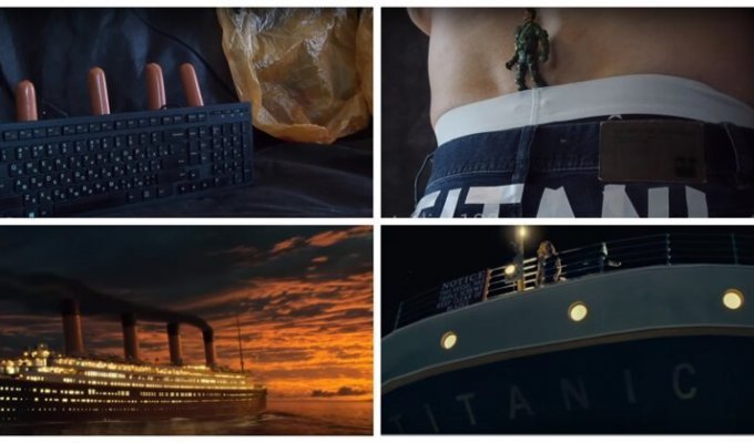 Если бы легендарный фильм «Титаник» снимали с минимальным бюджетом (1 фото + 2 видео)