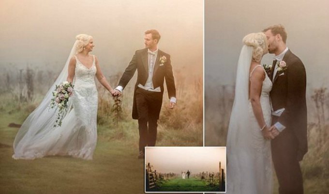 Ураган Офелия: зрелищные свадебные фото под багровым небом Великобритании (5 фото)