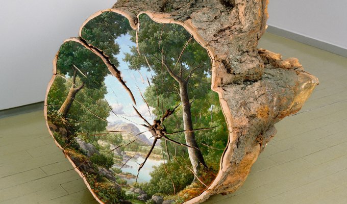 Потрясающие пейзажи на фрагментах поваленных деревьев (10 фото)