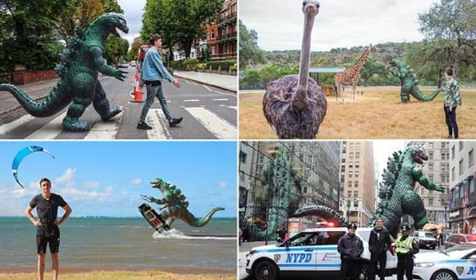 Динозавр-путешественник покорил интернет (15 фото)