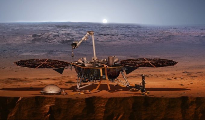 Исследовательский аппарат Mars Insight зарегистрировал первое "марсотрясение" !!! (3 фото)