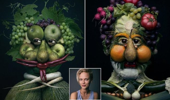 Живые портреты из овощей и фруктов в исполнении польской художницы (11 фото)