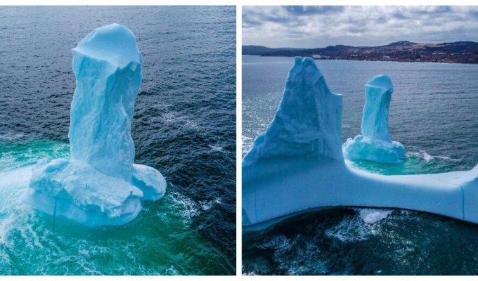 Житель города Дилдо нашёл айсберг в форме гигантского пениса (3 фото + 1 видео)