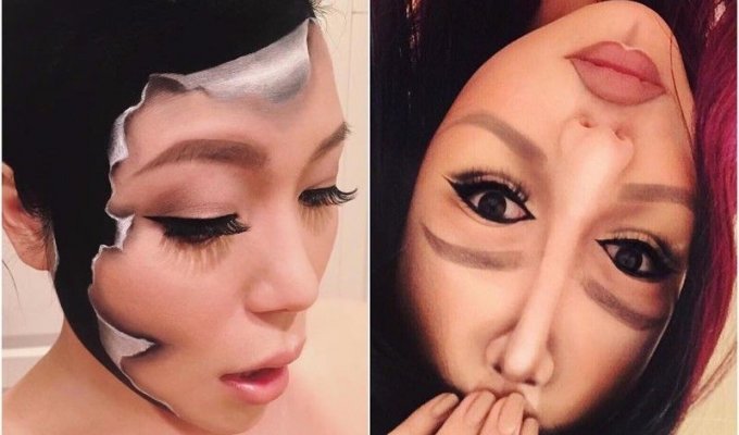 Галлюциногенный макияж, с помощью которого эта девушка экспериментирует со своим лицом (28 фото)