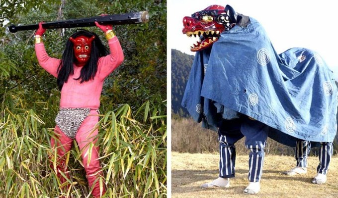 Ритуальные костюмы монстров Японии (13 фото)