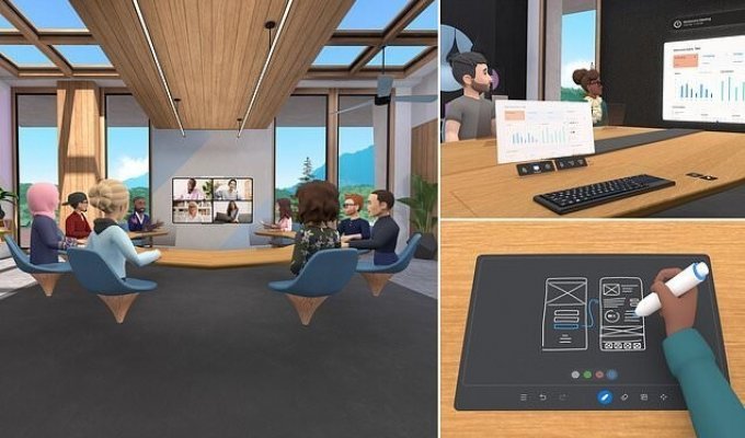 Facebook предлагает работать в офисах виртуальной реальности (12 фото + 2 видео)