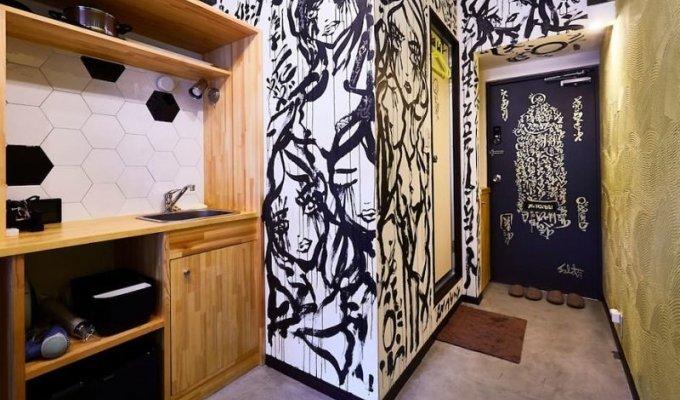 Парень разрисовал красиво стены арендованной квартиры (4 фото + 1 видео)