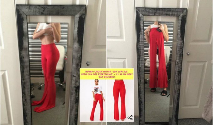 Девушка заказала брюки через интернет, но они были больше похожи на ласты (6 фото)