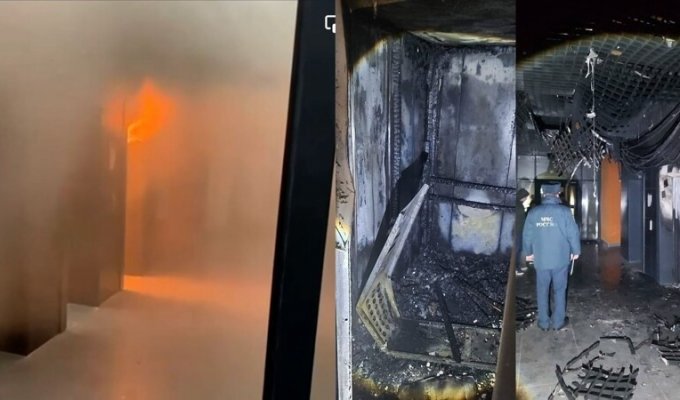 В Калужской области лифт загорелся, а затем рухнул (2 фото + 1 видео)