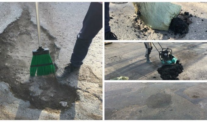 Псковичи своими силами отремонтировали дорогу - у властей претензий к горожанам нет (6 фото + 1 видео)