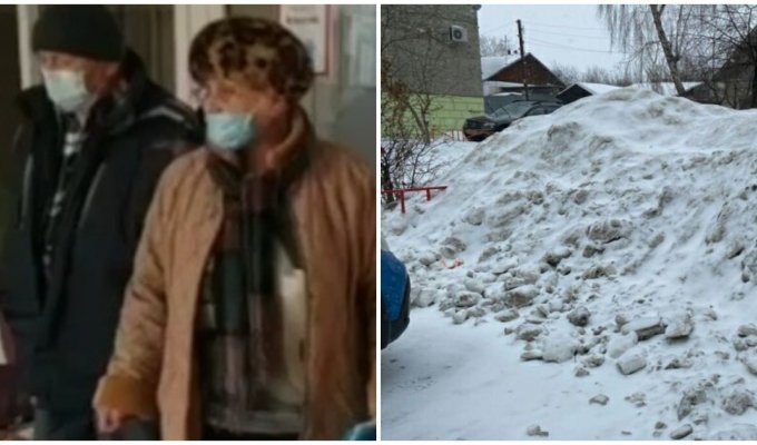 Пенсионеры "наградили" главу района лопатой для очистки снега (2 фото + 1 видео)