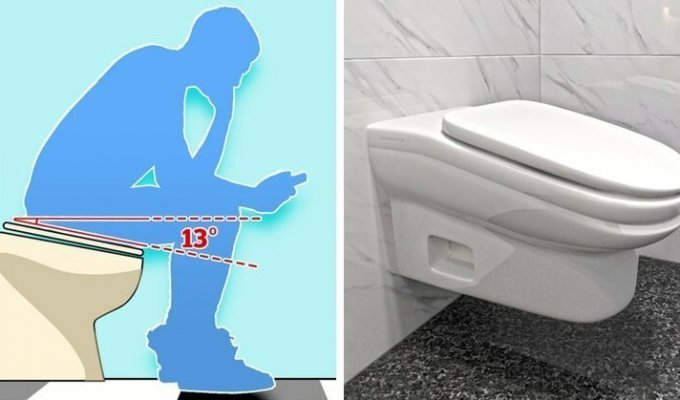 В Британии разработали неудобный унитаз с наклоном, чтобы отучить сотрудников долго сидеть в туалете (14 фото)
