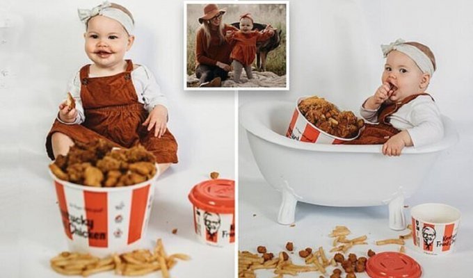 Фотографа, накормившую дочку жареной курицей, застыдили в сети (6 фото)