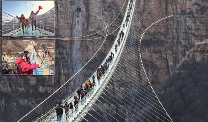 В Китае открылся самый длинный в мире стеклянный мост (9 фото + 1 видео)